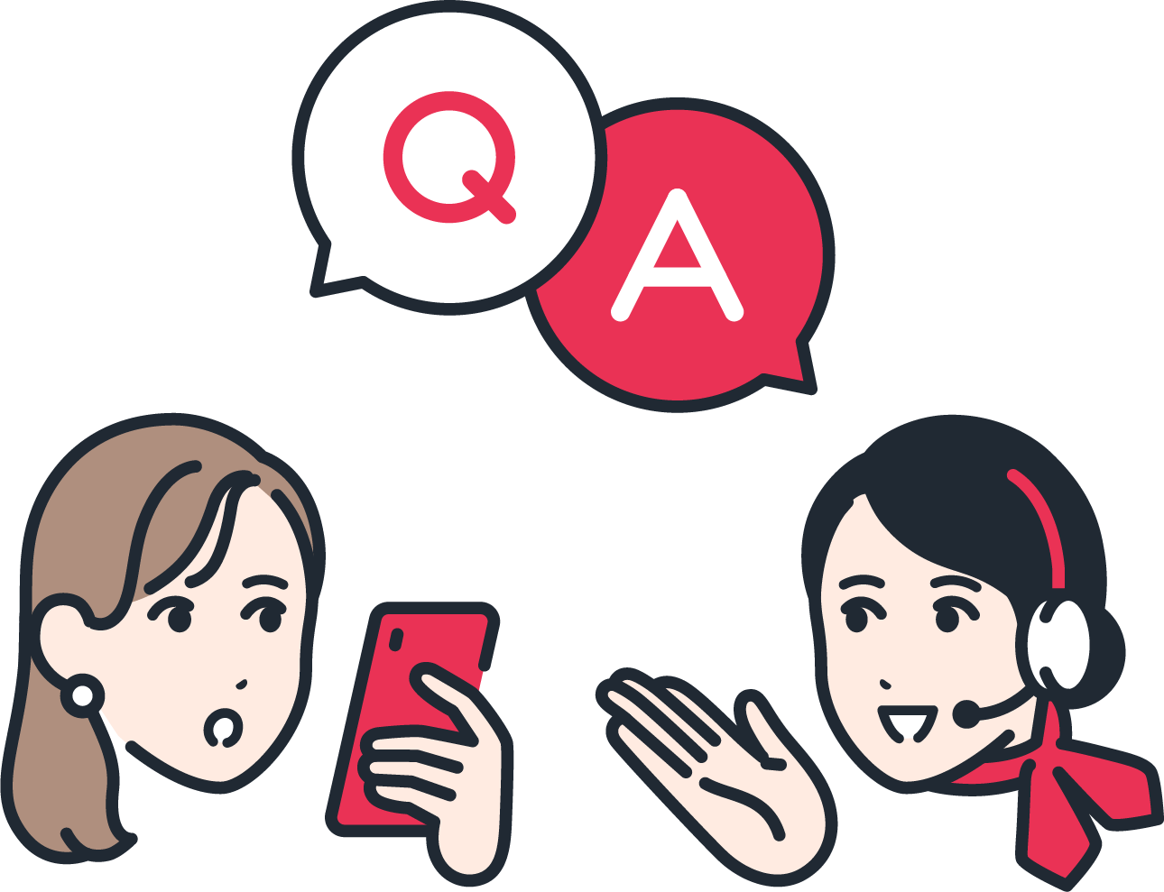 質問に答える女性サポート担当のイラスト
