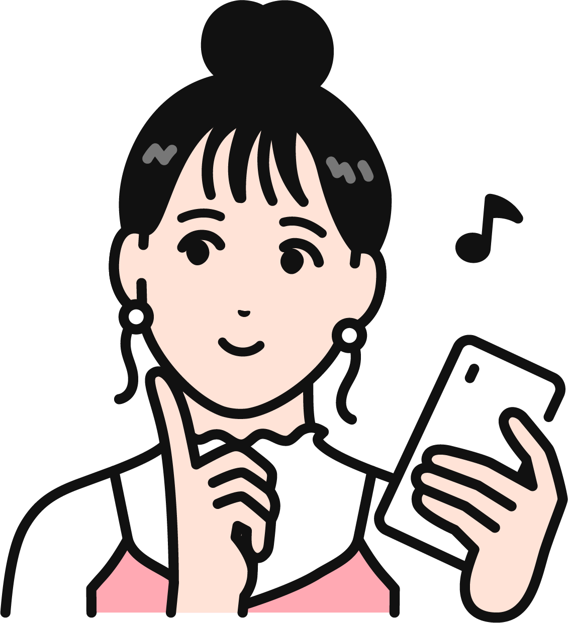 スマートフォンを見る女性のイラスト